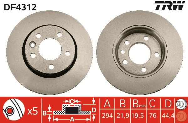 TRW DF4312 - Bremsscheibe