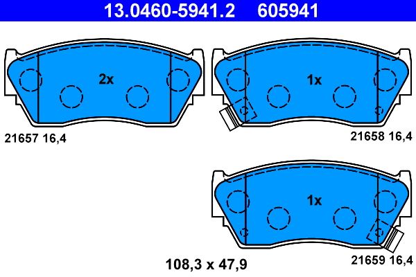 ATE 13.0460-5941.2 - Bremsbelagsatz, Scheibenbremse
