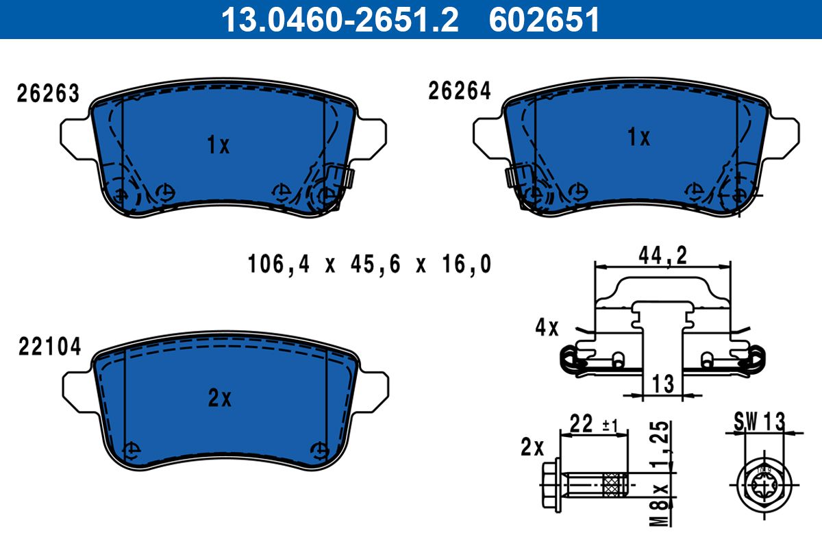 ATE 13.0460-2651.2 - Bremsbelagsatz, Scheibenbremse