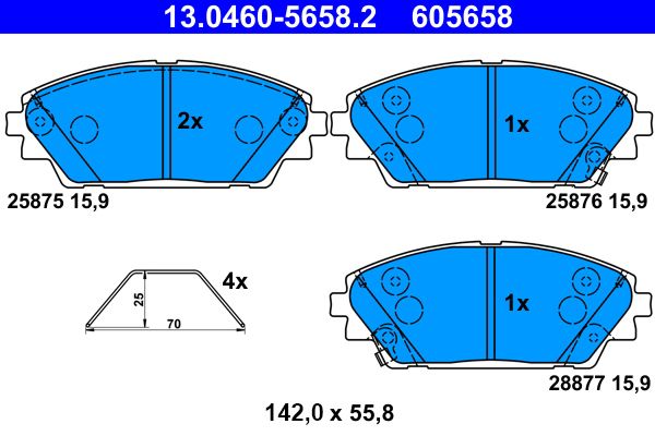 ATE 13.0460-5658.2 - Bremsbelagsatz, Scheibenbremse