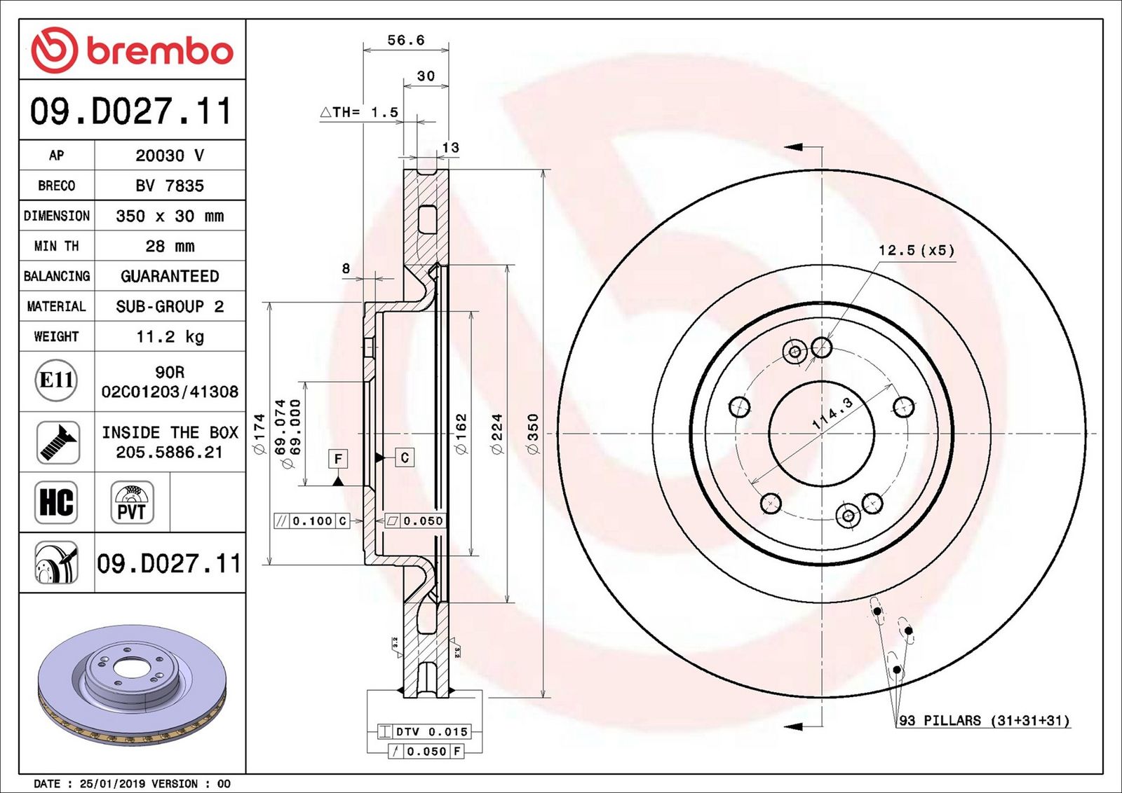 BREMBO 09.D027.11 - Bremsscheibe