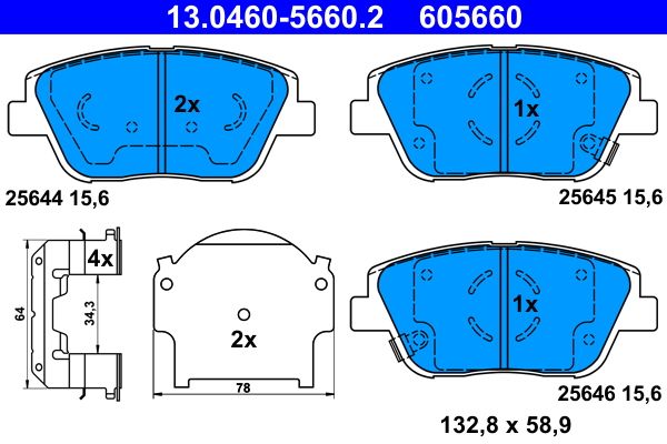 ATE 13.0460-5660.2 - Bremsbelagsatz, Scheibenbremse