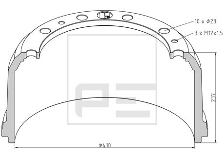PE Automotive 016.491-00A - Bremstrommel
