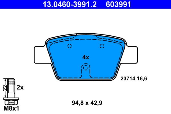 ATE 13.0460-3991.2 - Bremsbelagsatz, Scheibenbremse