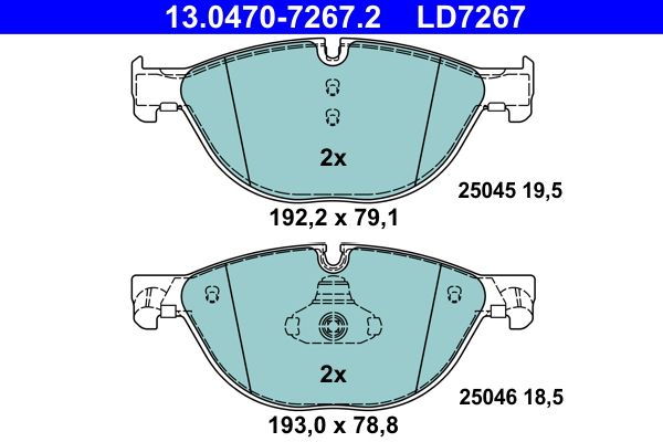 ATE 13.0470-7267.2 - Bremsbelagsatz, Scheibenbremse