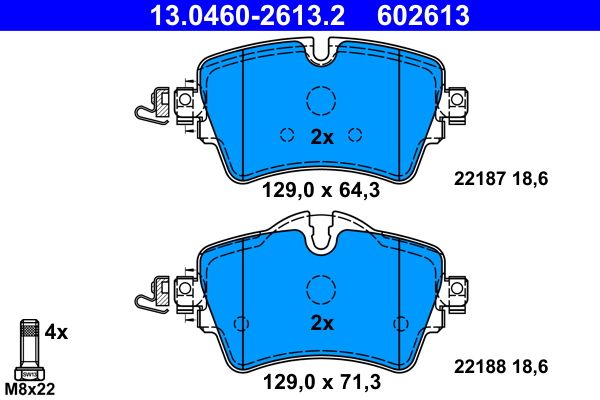 ATE 13.0460-2613.2 - Bremsbelagsatz, Scheibenbremse