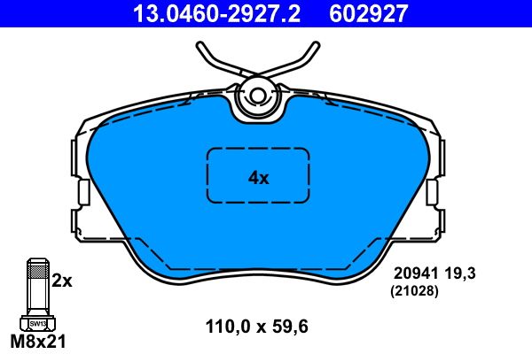 ATE 13.0460-2927.2 - Bremsbelagsatz, Scheibenbremse