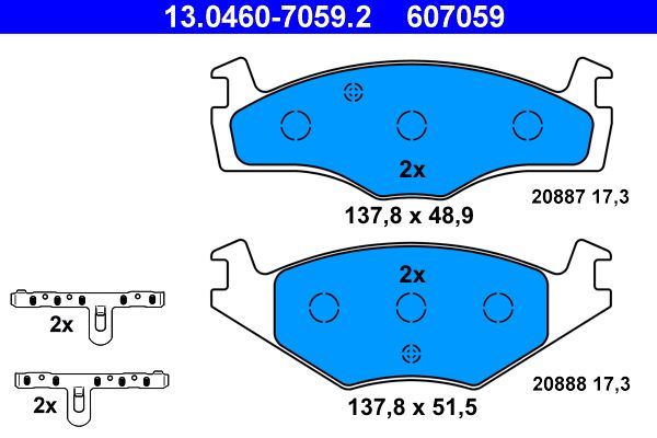 ATE 13.0460-7059.2 - Bremsbelagsatz, Scheibenbremse