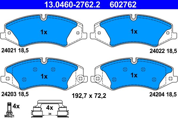 ATE 13.0460-2762.2 - Bremsbelagsatz, Scheibenbremse