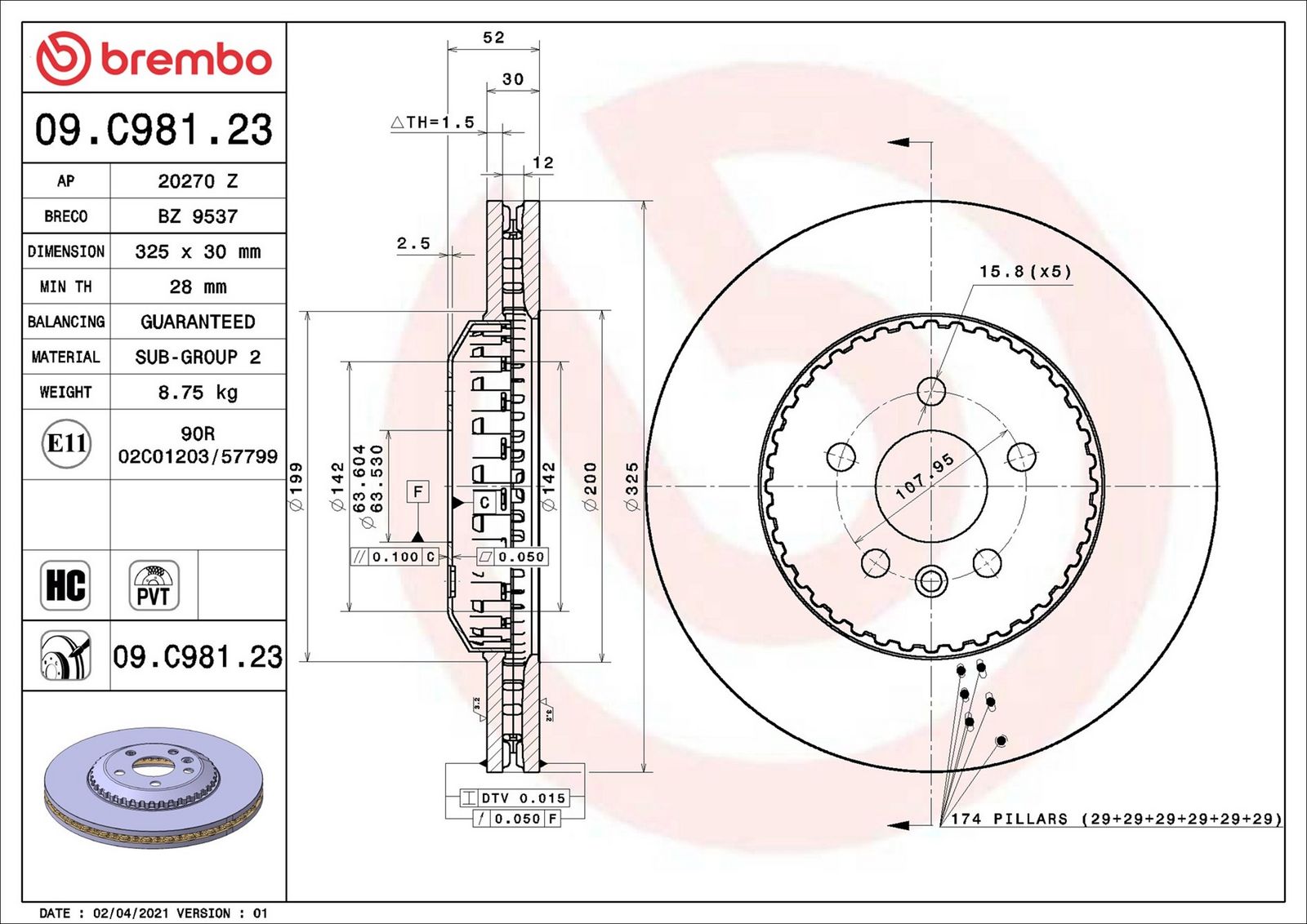 BREMBO 09.C981.23 - Bremsscheibe