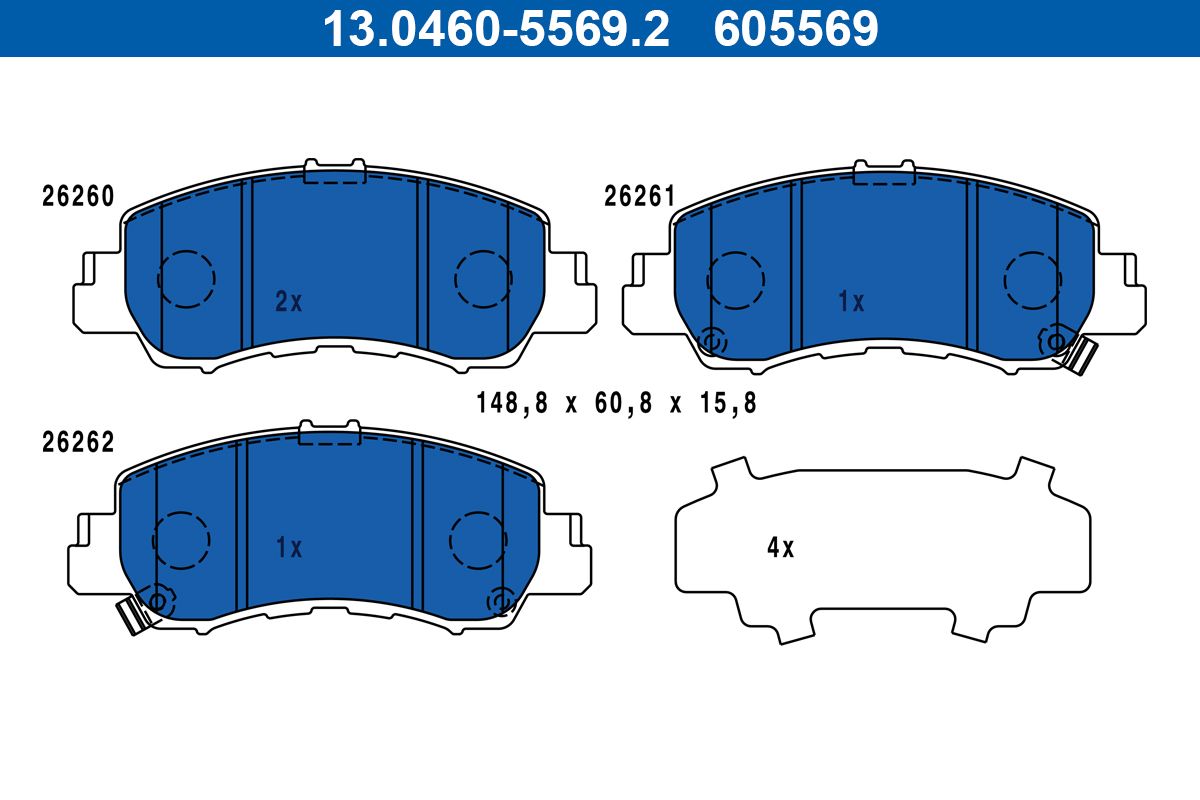 ATE 13.0460-5569.2 - Bremsbelagsatz, Scheibenbremse