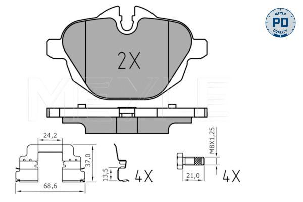 MEYLE 025 245 6118/PD - Bremsbelagsatz, Scheibenbremse