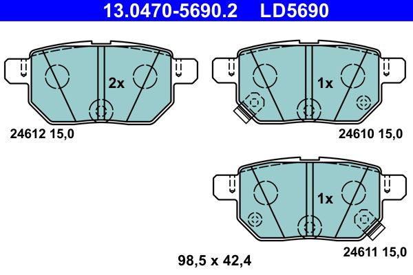 ATE 13.0470-5690.2 - Bremsbelagsatz, Scheibenbremse