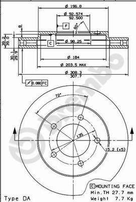 BREMBO 09.7653.10 - Bremsscheibe