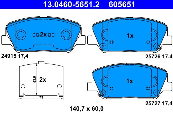 ATE 13.0460-5651.2 - Bremsbelagsatz, Scheibenbremse