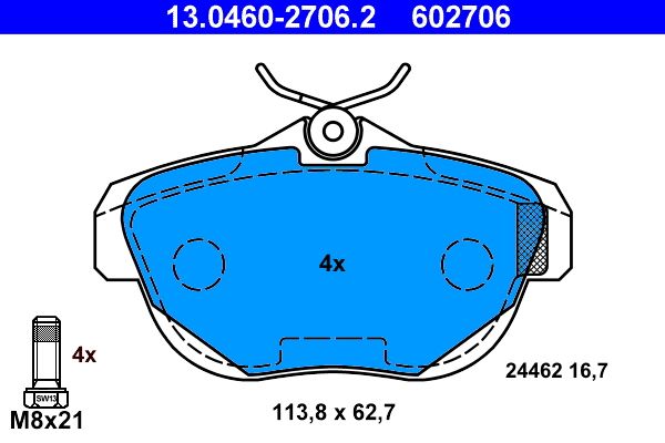ATE 13.0460-2706.2 - Bremsbelagsatz, Scheibenbremse