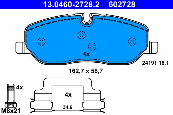 ATE 13.0460-2728.2 - Bremsbelagsatz, Scheibenbremse