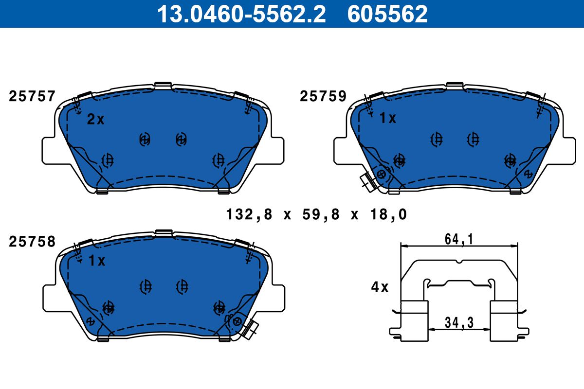 ATE 13.0460-5562.2 - Bremsbelagsatz, Scheibenbremse