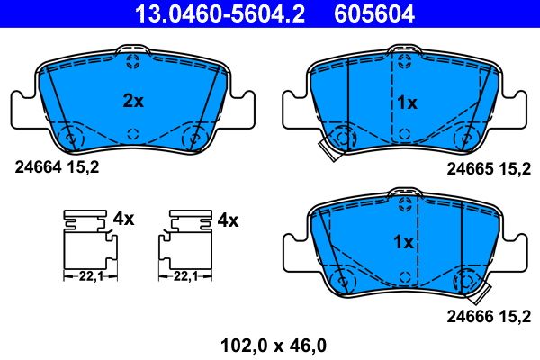 ATE 13.0460-5604.2 - Bremsbelagsatz, Scheibenbremse