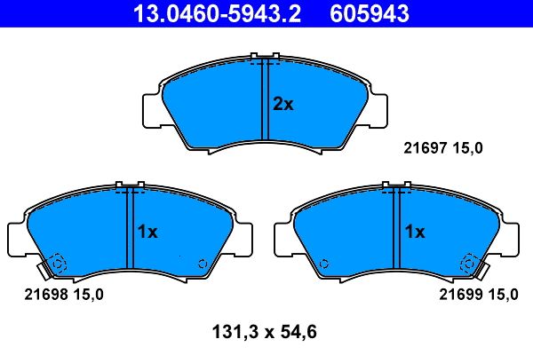 ATE 13.0460-5943.2 - Bremsbelagsatz, Scheibenbremse
