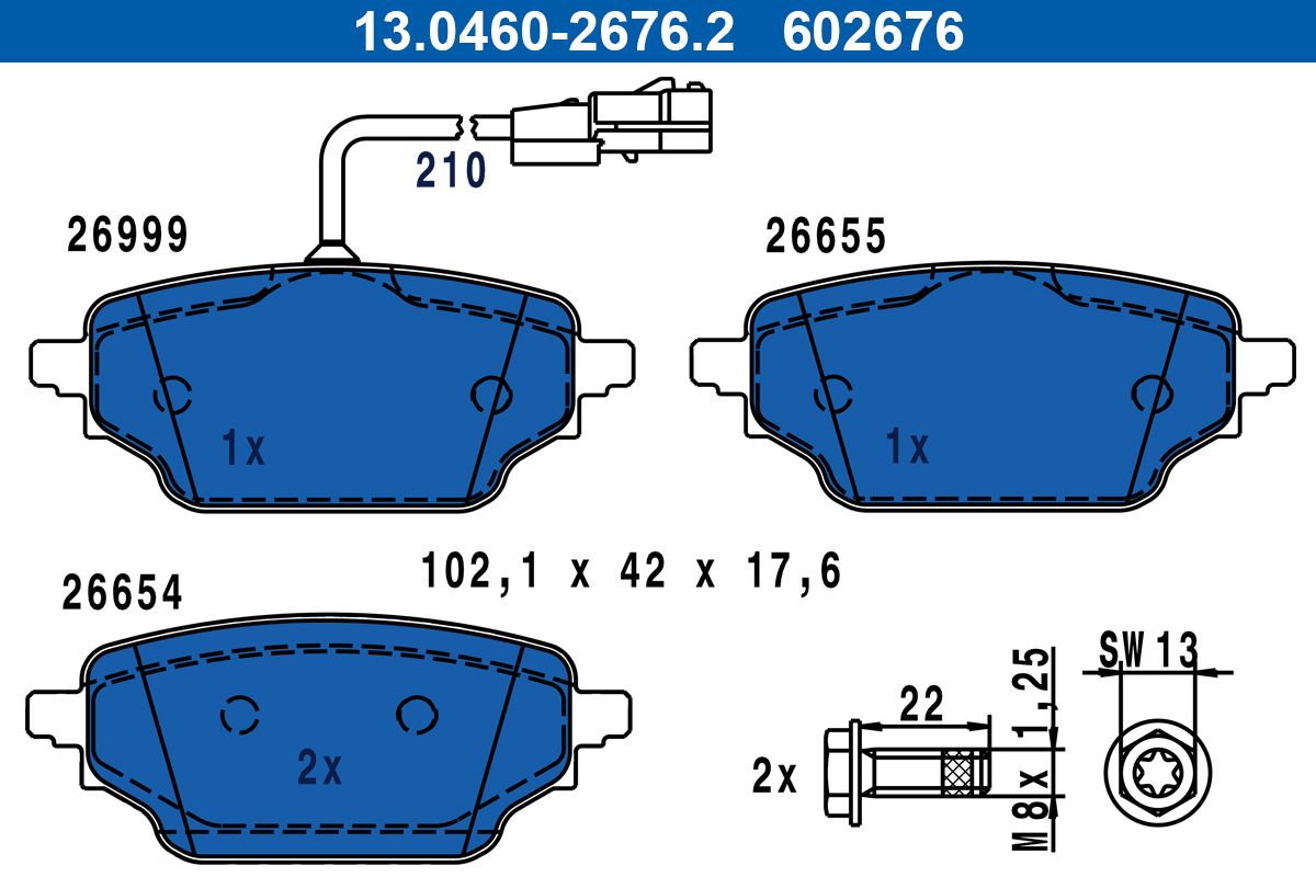 ATE 13.0460-2676.2 - Bremsbelagsatz, Scheibenbremse