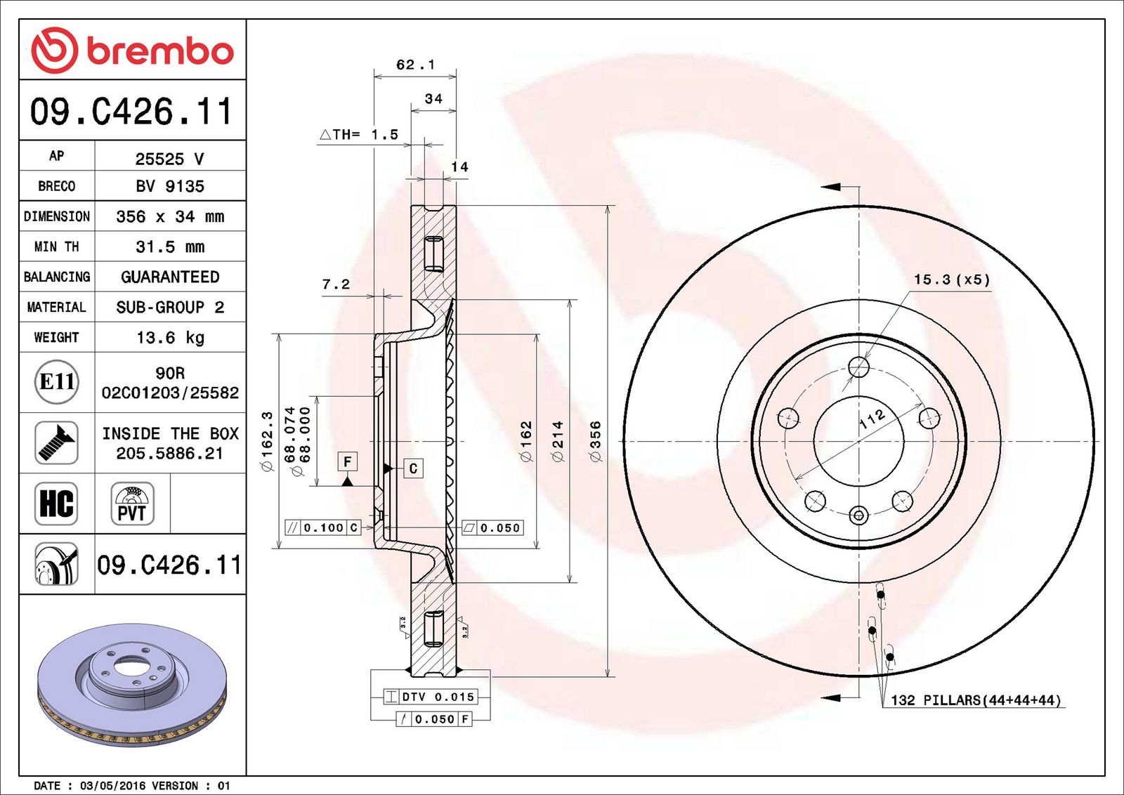 BREMBO 09.C426.11 - Bremsscheibe