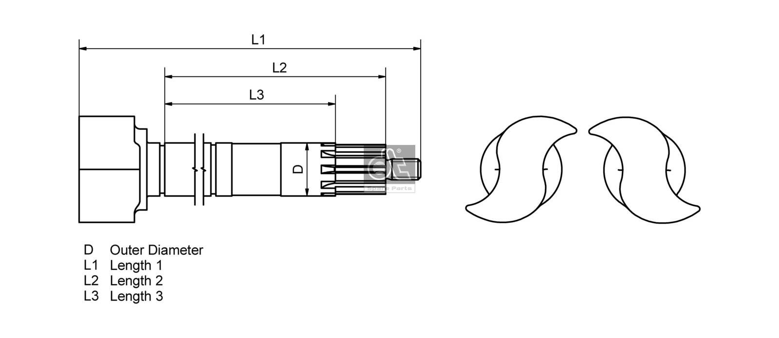 DT Spare Parts 10.13115 - Bremswelle, Trommelbremse
