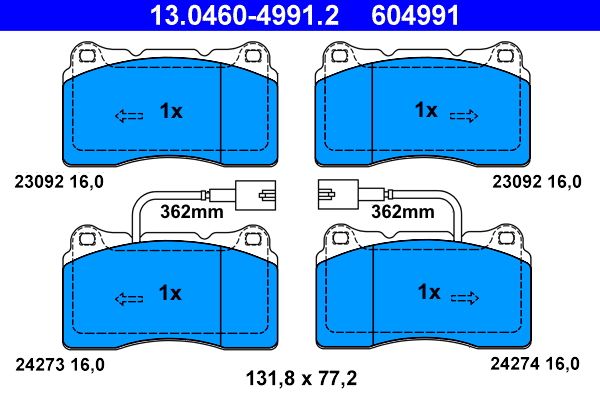 ATE 13.0460-4991.2 - Bremsbelagsatz, Scheibenbremse