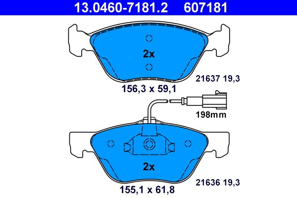 ATE 13.0460-7181.2 - Bremsbelagsatz, Scheibenbremse
