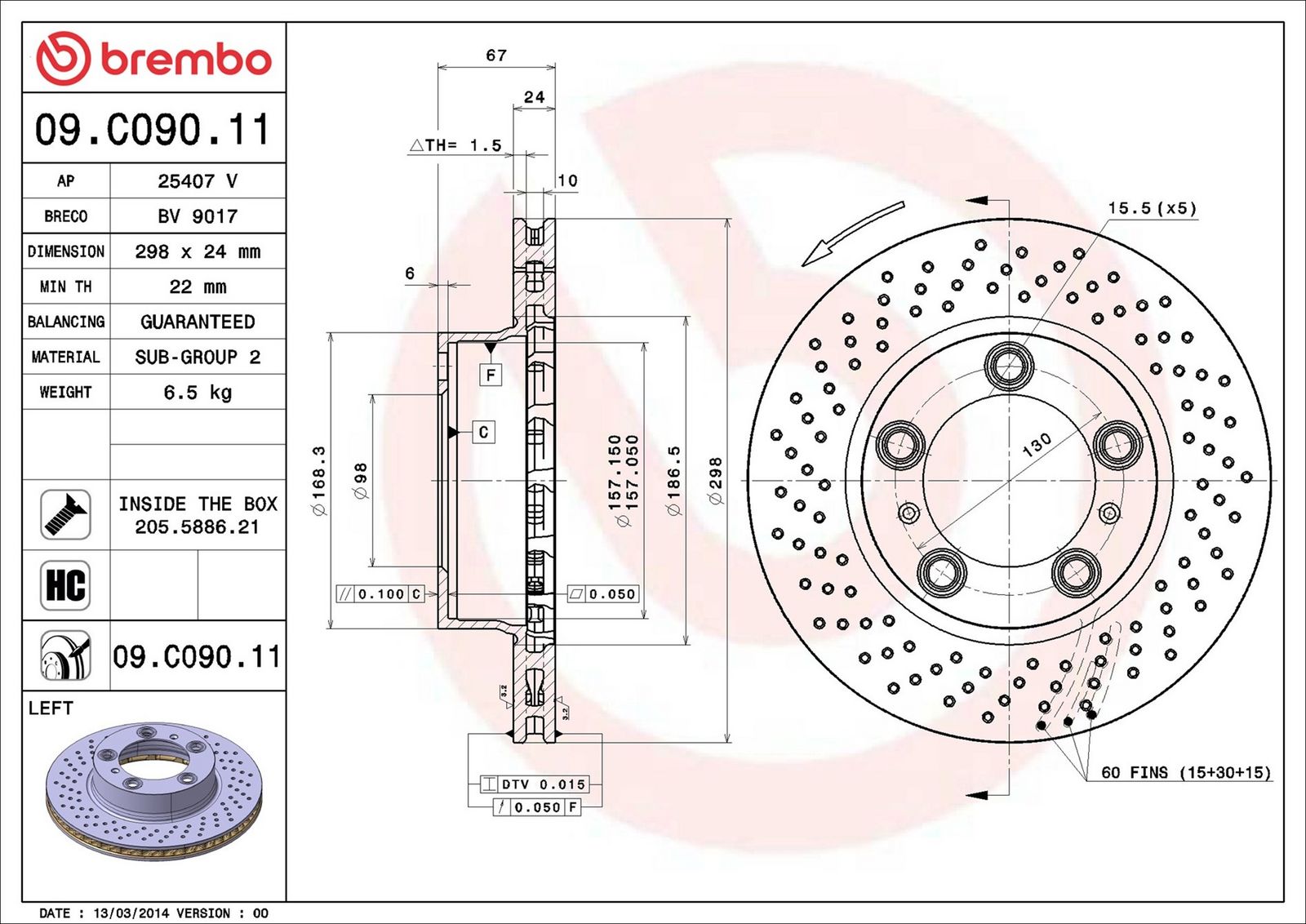 BREMBO 09.C090.11 - Bremsscheibe