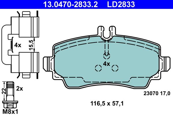 ATE 13.0470-2833.2 - Bremsbelagsatz, Scheibenbremse