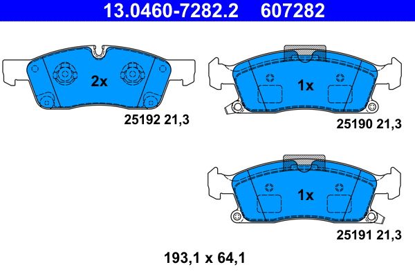 ATE 13.0460-7282.2 - Bremsbelagsatz, Scheibenbremse
