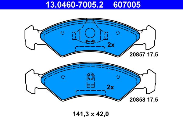 ATE 13.0460-7005.2 - Bremsbelagsatz, Scheibenbremse