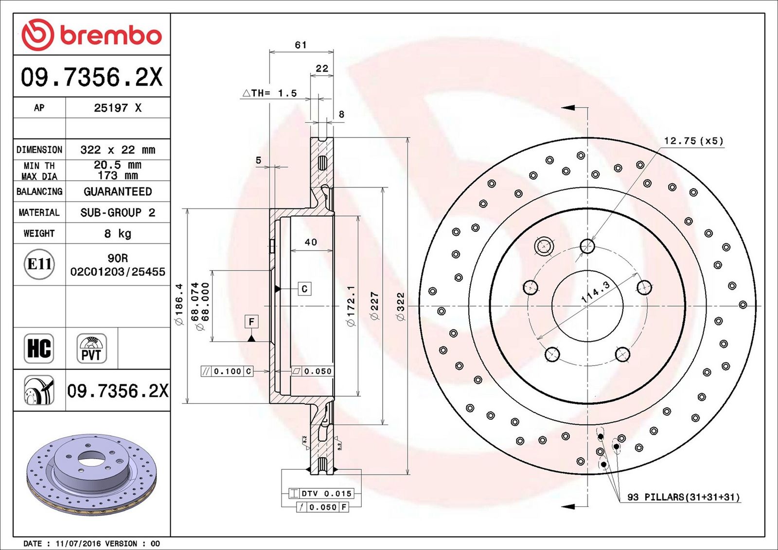 BREMBO 09.7356.2X - Bremsscheibe