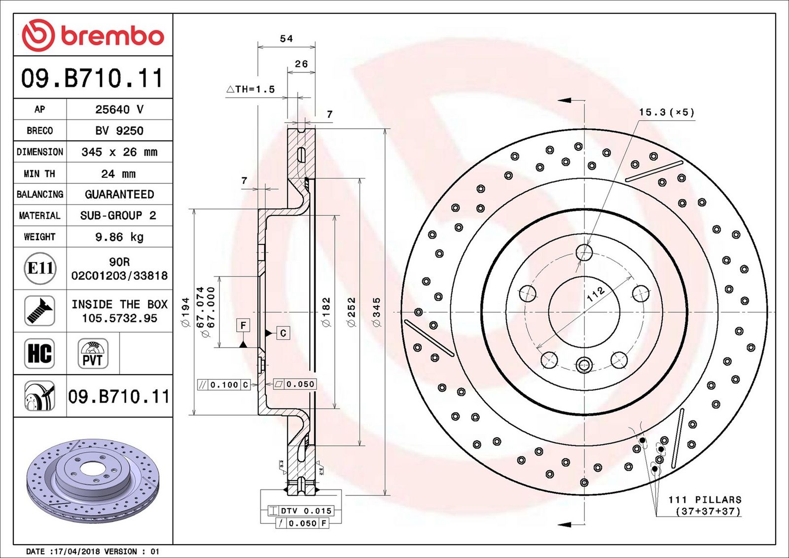 BREMBO 09.B710.11 - Bremsscheibe
