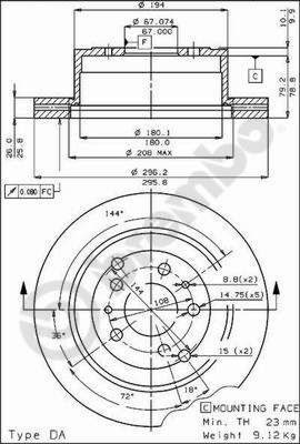 BREMBO 09.3802.10 - Bremsscheibe
