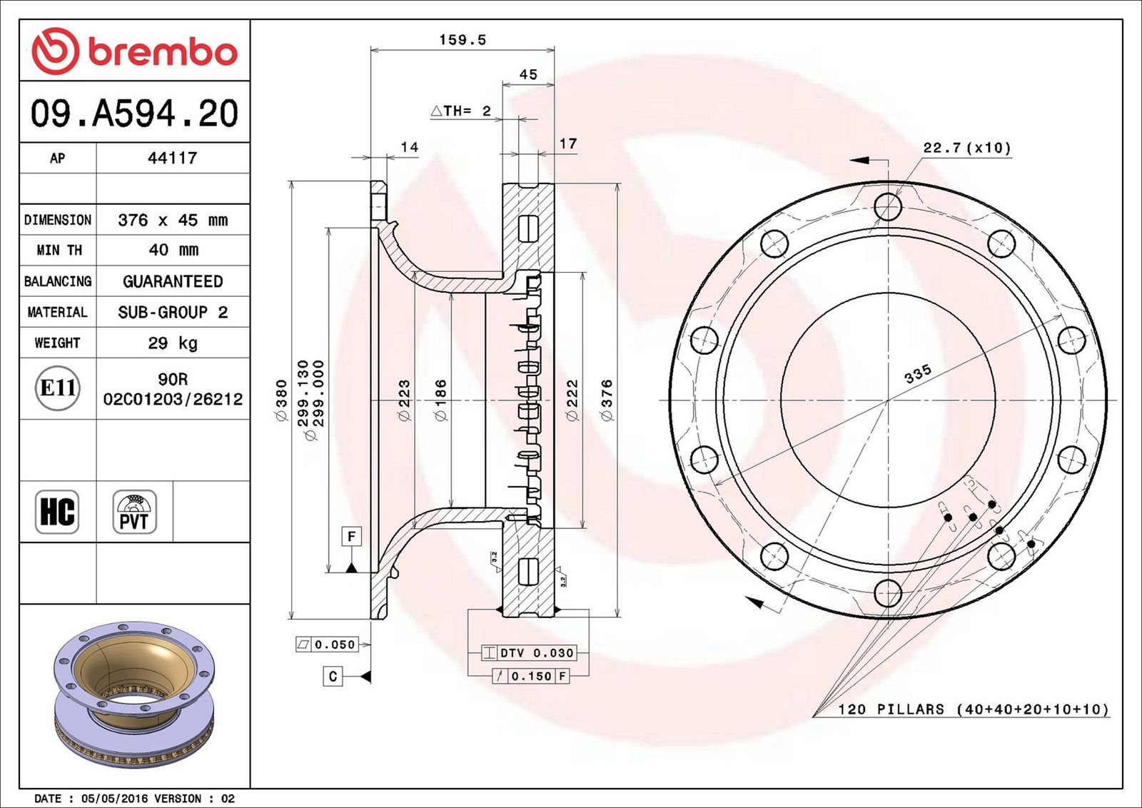 BREMBO 09.A594.20 - Bremsscheibe