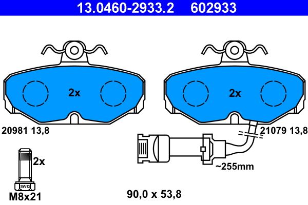 ATE 13.0460-2933.2 - Bremsbelagsatz, Scheibenbremse