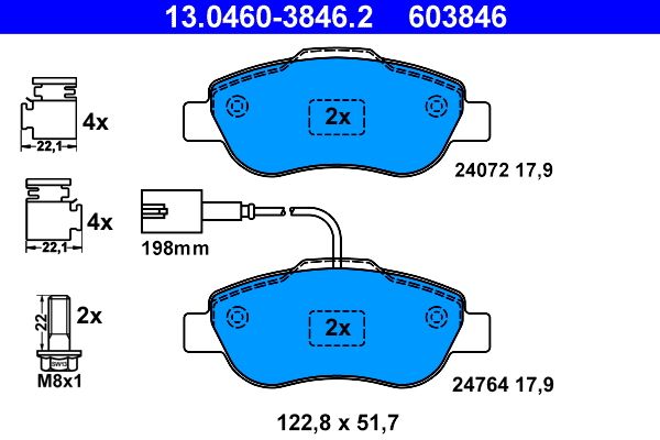 ATE 13.0460-3846.2 - Bremsbelagsatz, Scheibenbremse