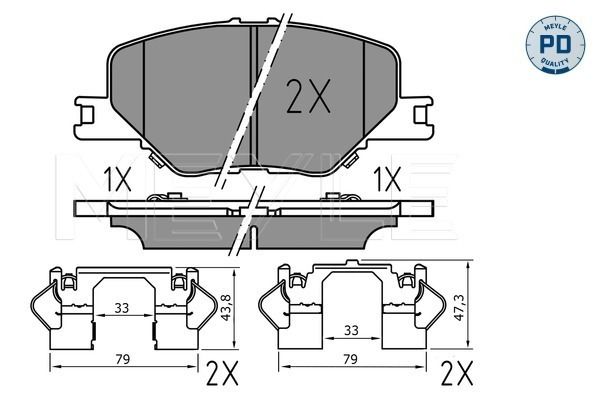 MEYLE 025 228 3819/PD - Bremsbelagsatz, Scheibenbremse