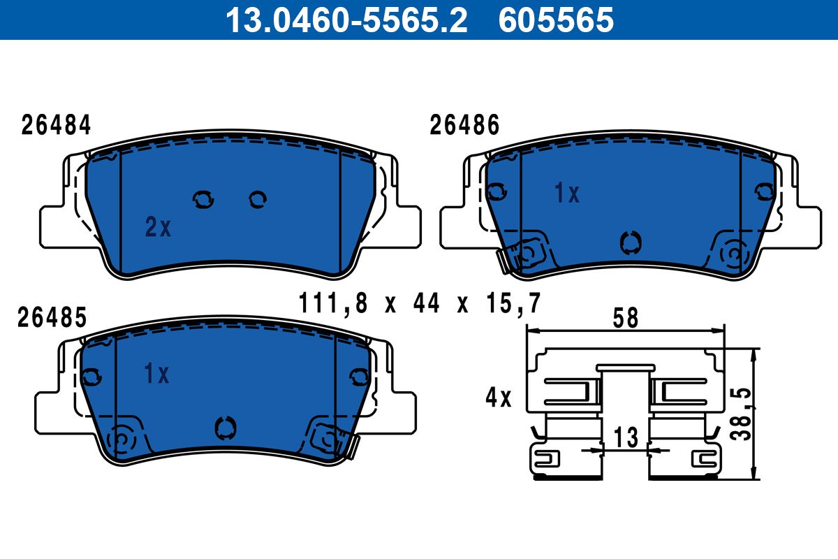 ATE 13.0460-5565.2 - Bremsbelagsatz, Scheibenbremse