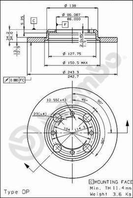 BREMBO 08.4786.10 - Bremsscheibe