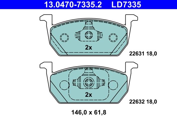 ATE 13.0470-7335.2 - Bremsbelagsatz, Scheibenbremse