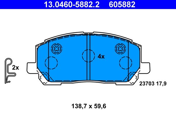 ATE 13.0460-5882.2 - Bremsbelagsatz, Scheibenbremse