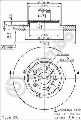BREMBO 09.5622.10 - Bremsscheibe