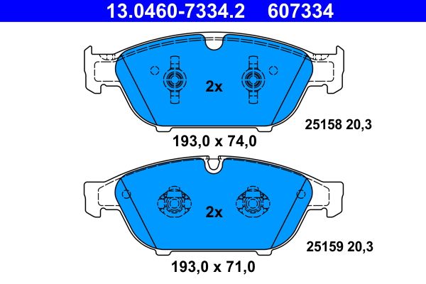 ATE 13.0460-7334.2 - Bremsbelagsatz, Scheibenbremse