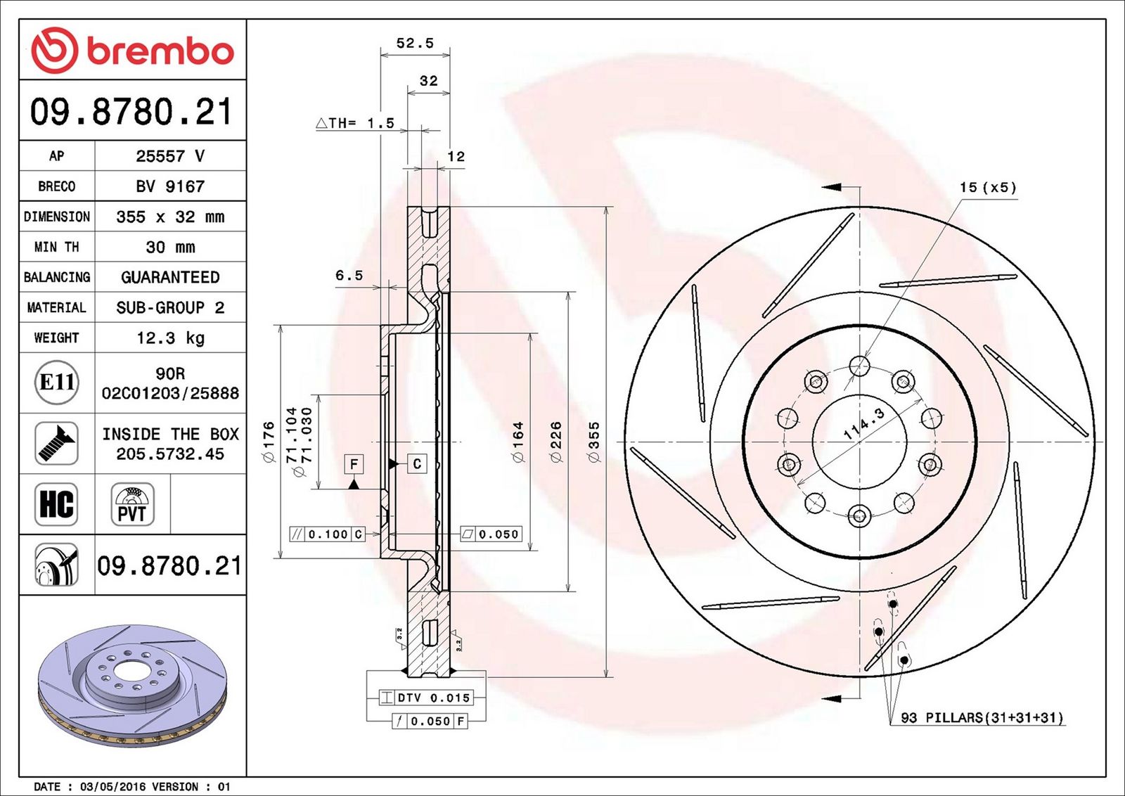 BREMBO 09.8780.21 - Bremsscheibe