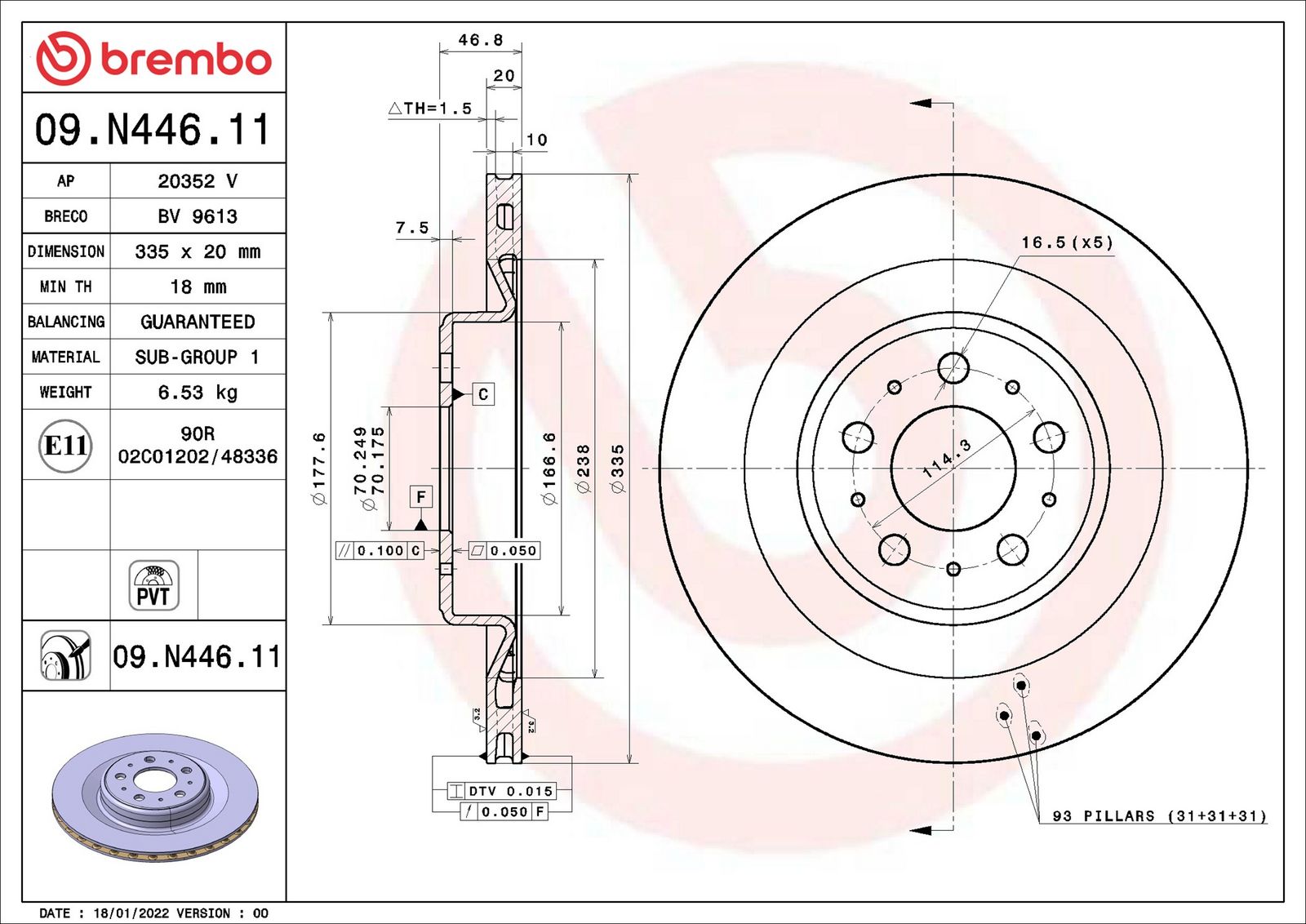 BREMBO 09.N446.11 - Bremsscheibe