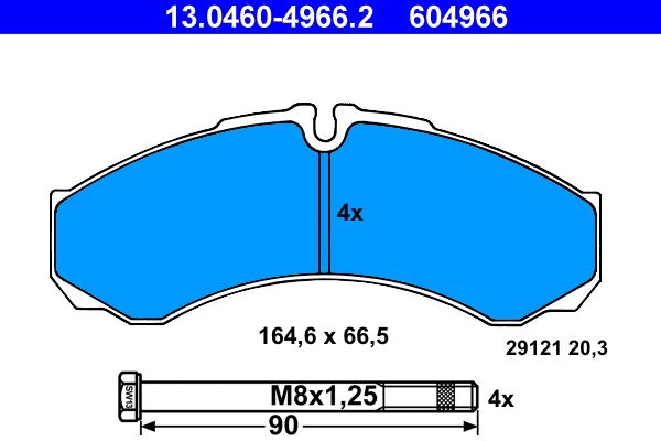 ATE 13.0460-4966.2 - Bremsbelagsatz, Scheibenbremse