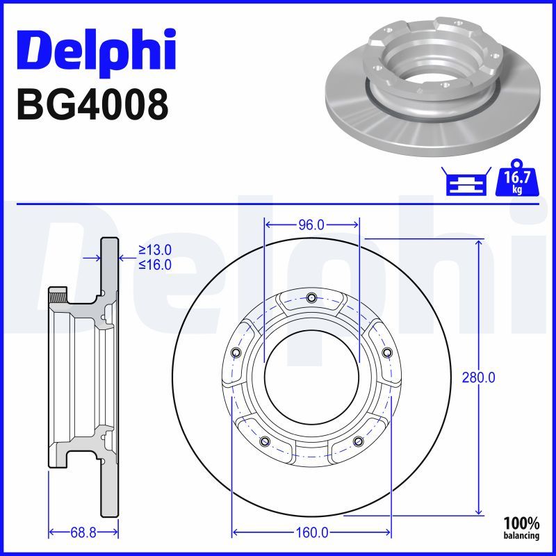 DELPHI BG4008 - Bremsscheibe